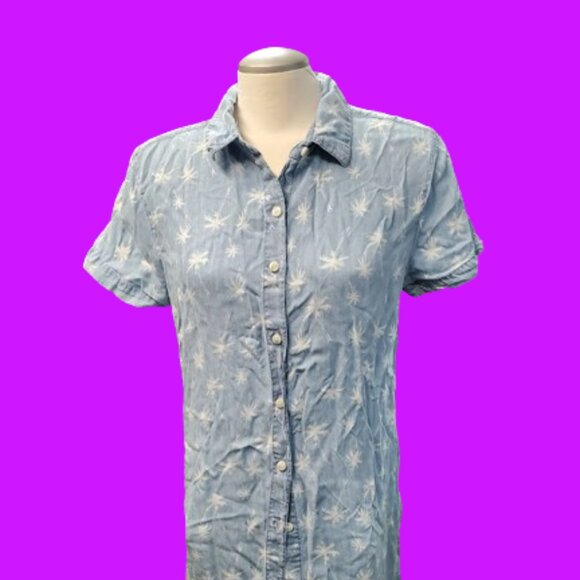 Summer Palm Tree Shirt Dress - Picture 1 of 10